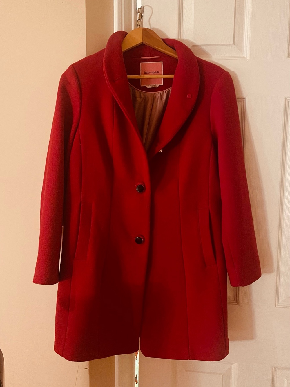 kate spade Classic Red Wool Blend Pea Coat